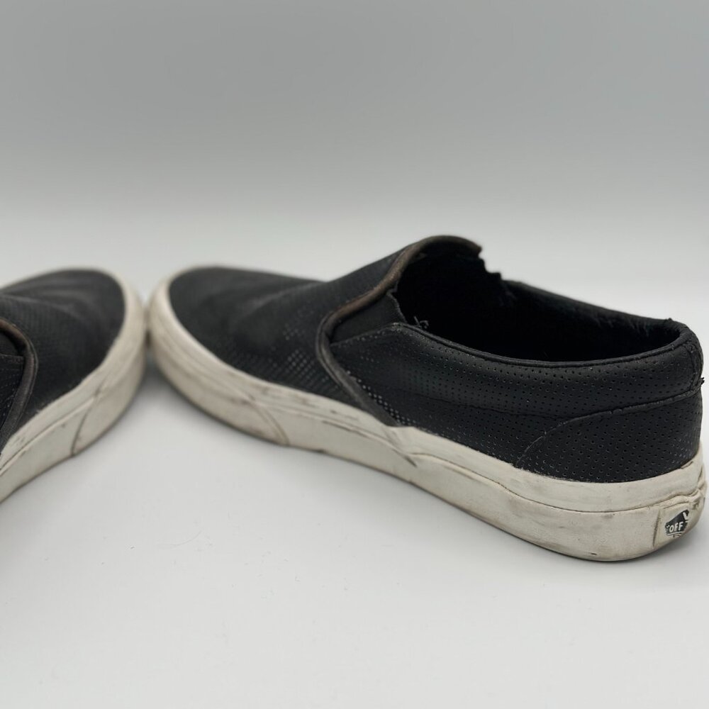 Vans Classic Slip-On – Black Perforated Leather – Women’s Size 5.5 - Picture 4 of 7